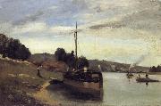 Barge on the Seine Peniche sur la Seine Camille Pissarro